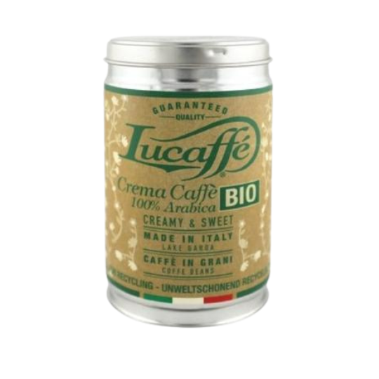 Lucaffé Crema Caffe BIO koffiebonen 250 g. blik