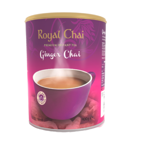Royal Chai Ginger Chai Latte (sweetened) tin 400g. Best before end 11 2026
